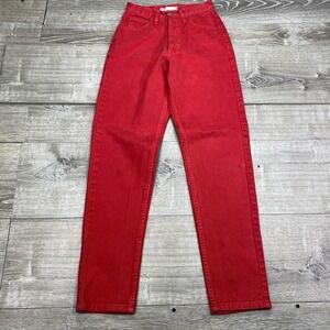 Vintage Guess Jeans Womens 26 Red High Waist Mom Tapered‎ Denim Made USA 80s